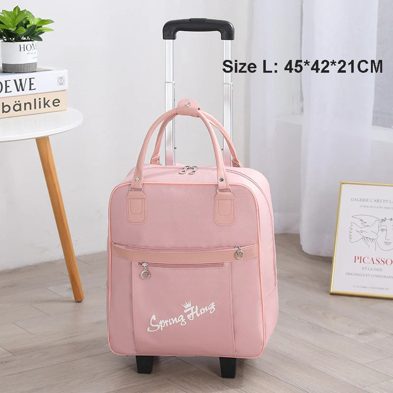 Rolling Travel Luggage Bag — Waterproof Oxford Cloth Suitcase with Wheels