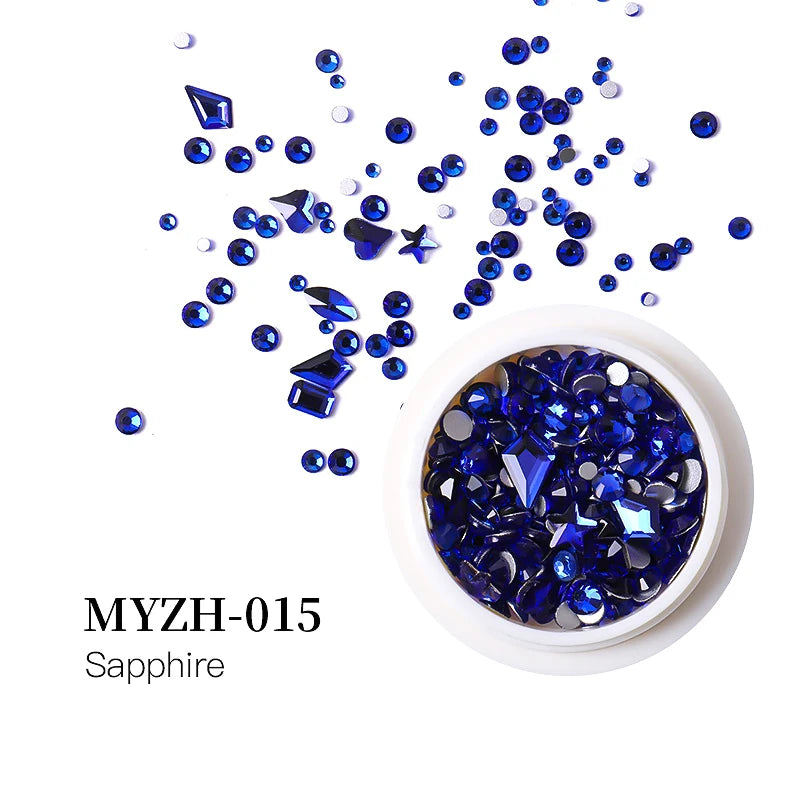 MagiBling Nail Art Rhinestone Kit — Mixed Size Crystal Gemstones for 3D Nail Design