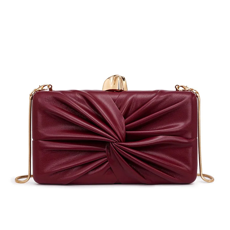 LUNHA Women's Evening Clutch Bag — Elegant Knot Design with Chain Strap