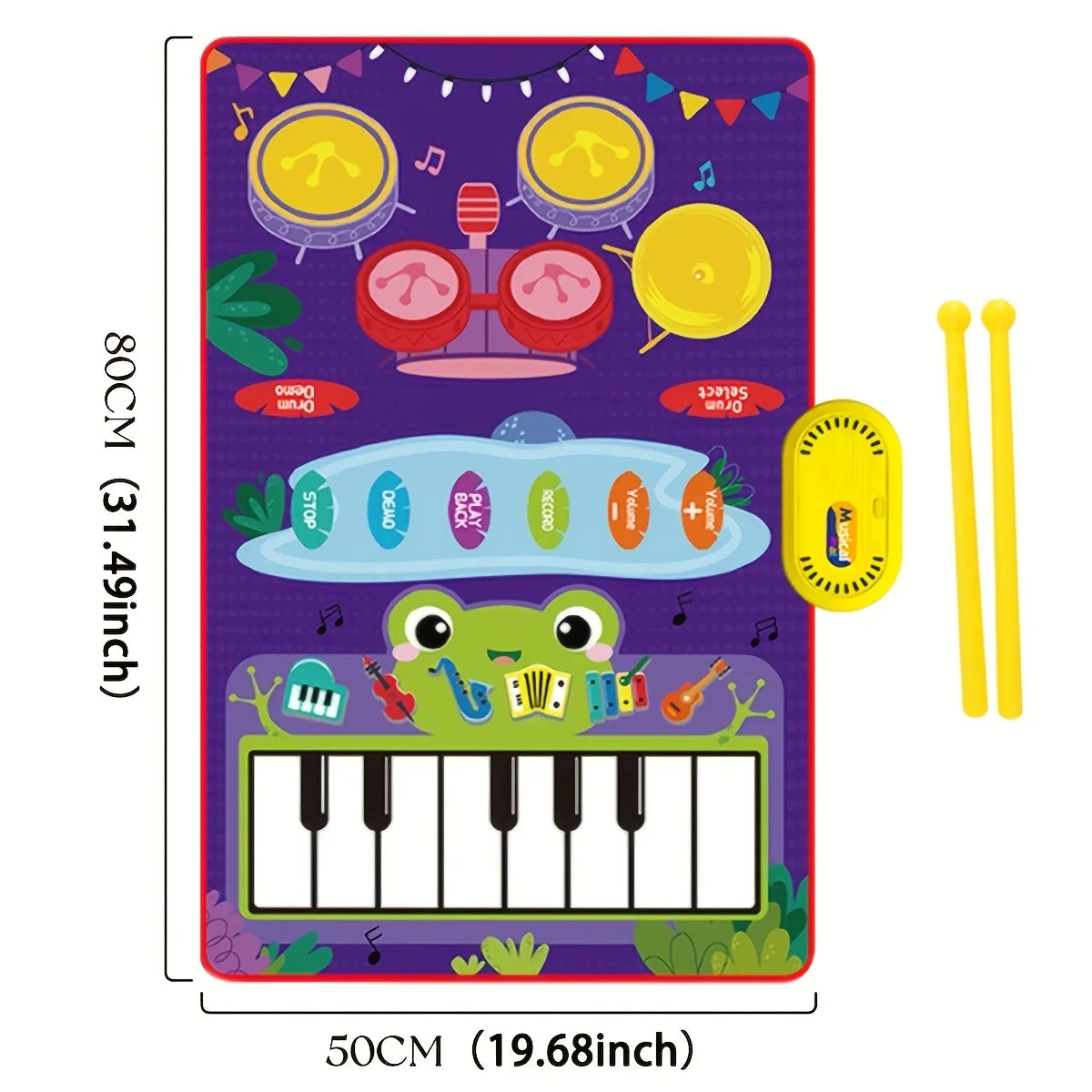 Piano and Drum Set Play Mat — Musical Sensory Instrument for Kids