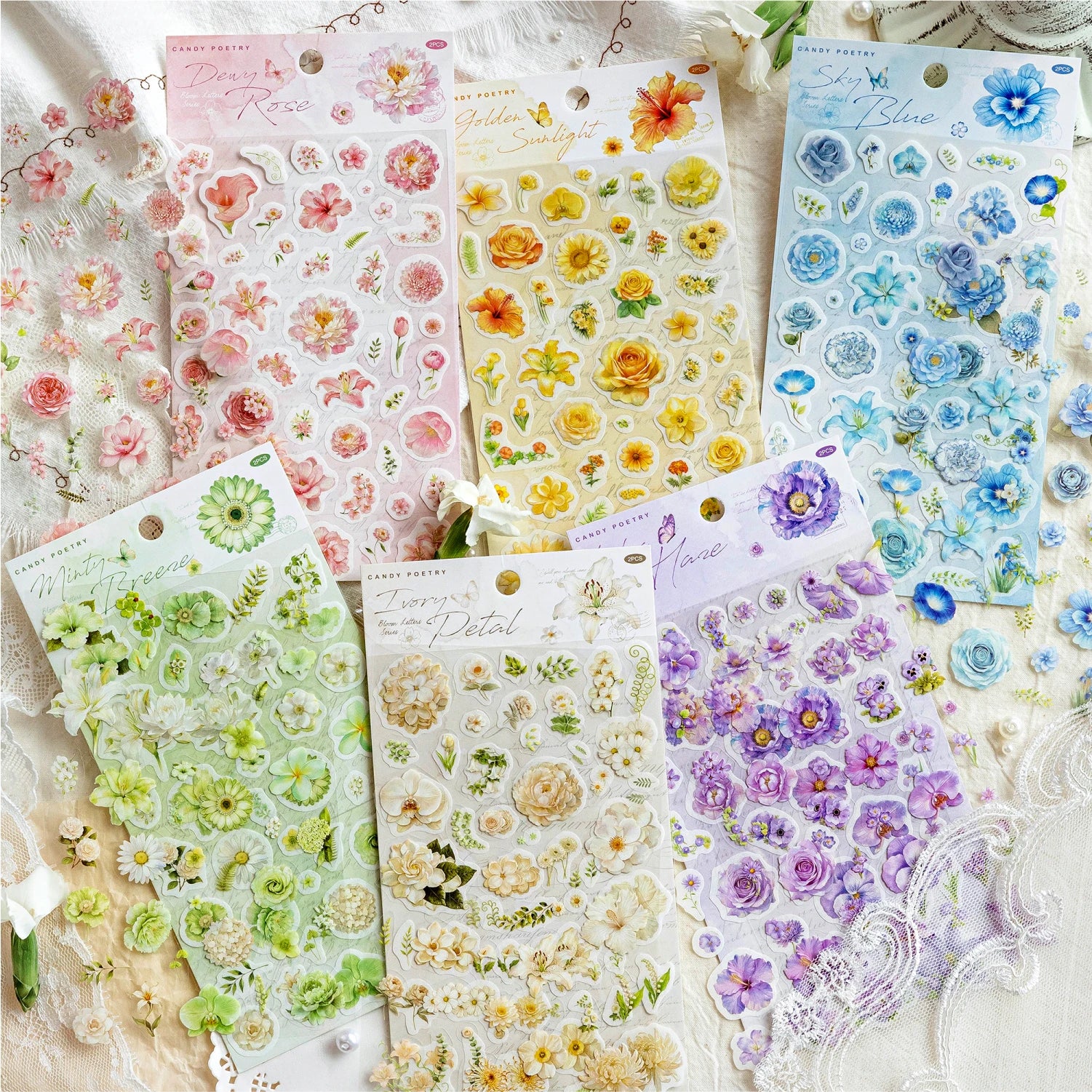 Large Floral Plant Stickers — Decorative Botanical Decals for Scrapbooking