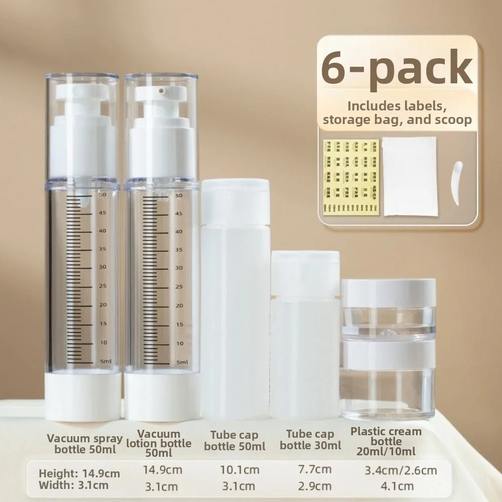 Transparent Travel Refillable Bottle Set — Leak Proof Containers with Storage Bag