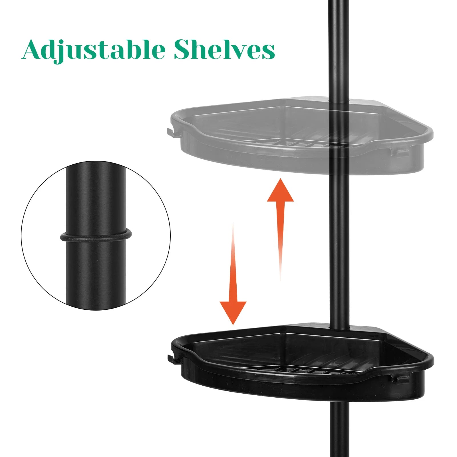 HiMISS Corner Shower Caddy — 4-Tier Adjustable Tension Pole Organizer