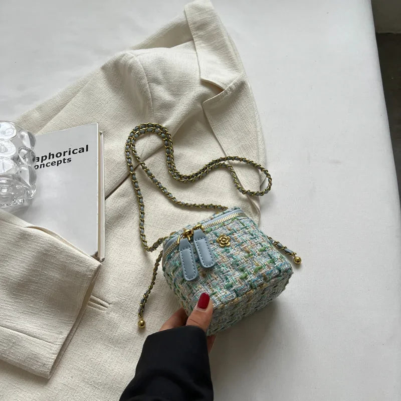 Women's Wool Crossbody Bag — Stylish Chain Shoulder Purse