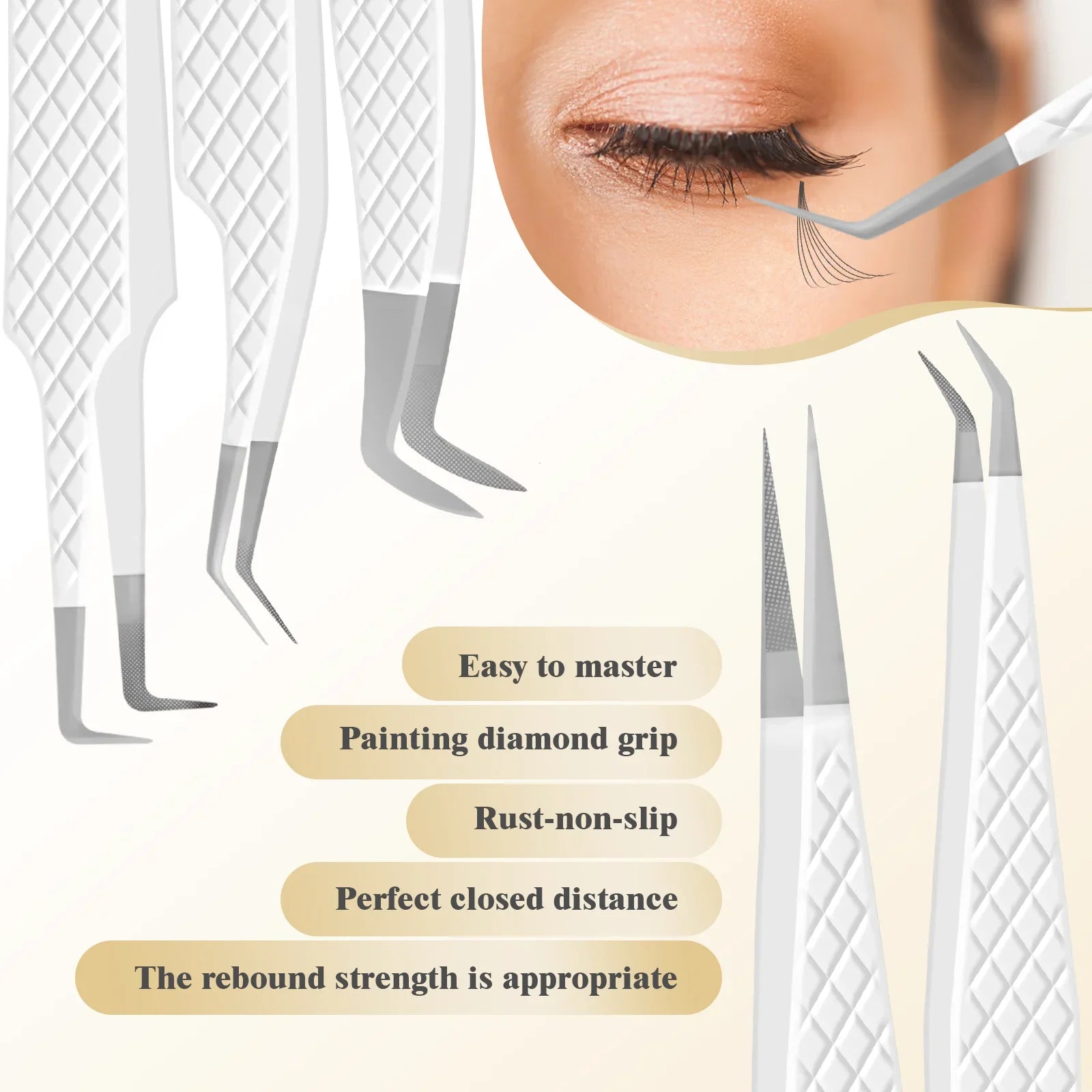 MAYOOC LASH Precision Eyelash Extension Tweezers — Anti-Static Fiber Tip Tools