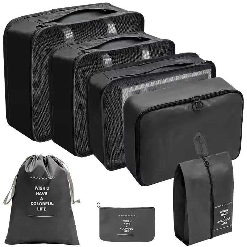 7-Piece Travel Luggage Organizer Set — Foldable Suitcase Packing Cubes