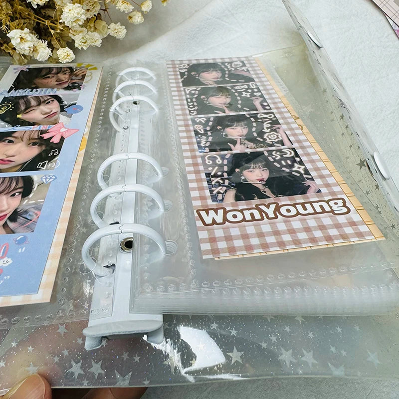 HarPaper Glitter Star Photo Album — A6 Binder for 2x6 Inch Photo Strips