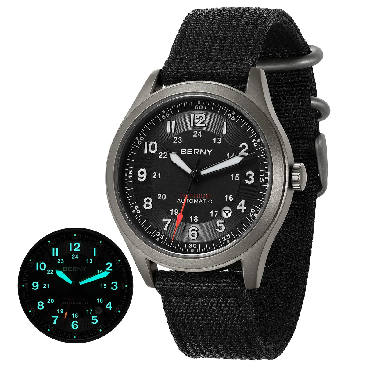 BERNY Titanium Automatic Field Watch — Super Luminous Outdoor Sports Watch