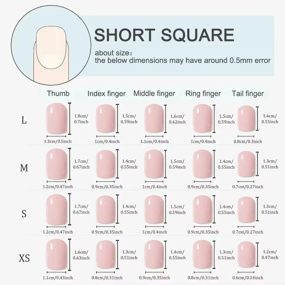 Nude Pink French Press-On Nails — Short Square Handmade False Nail Set