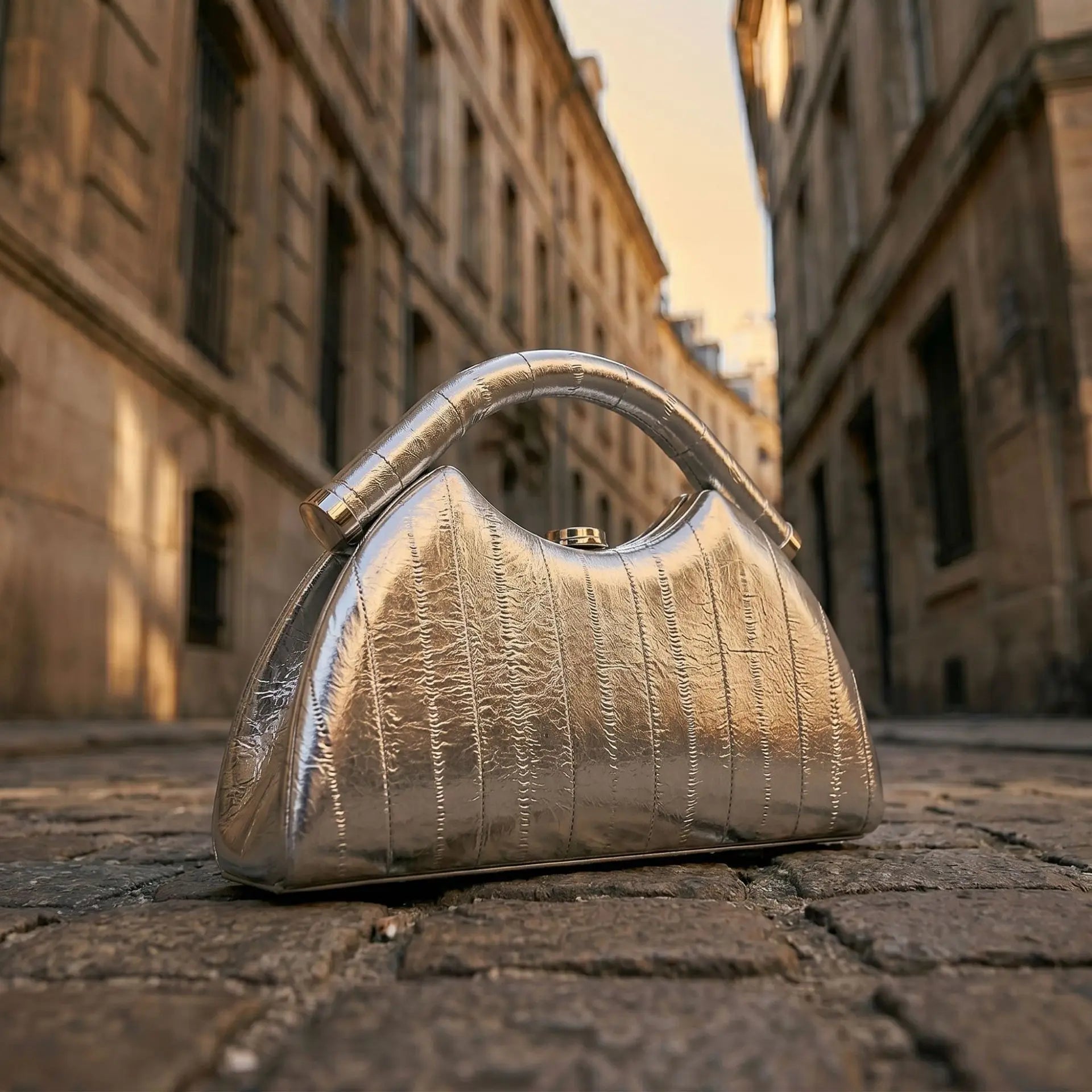 Half Moon Evening Clutch — Elegant PU Leather Handbag for Weddings