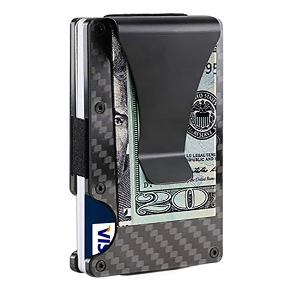 FZCSPEED Carbon Fiber RFID Blocking Wallet — Slim Metal Money Clip & Card Holder