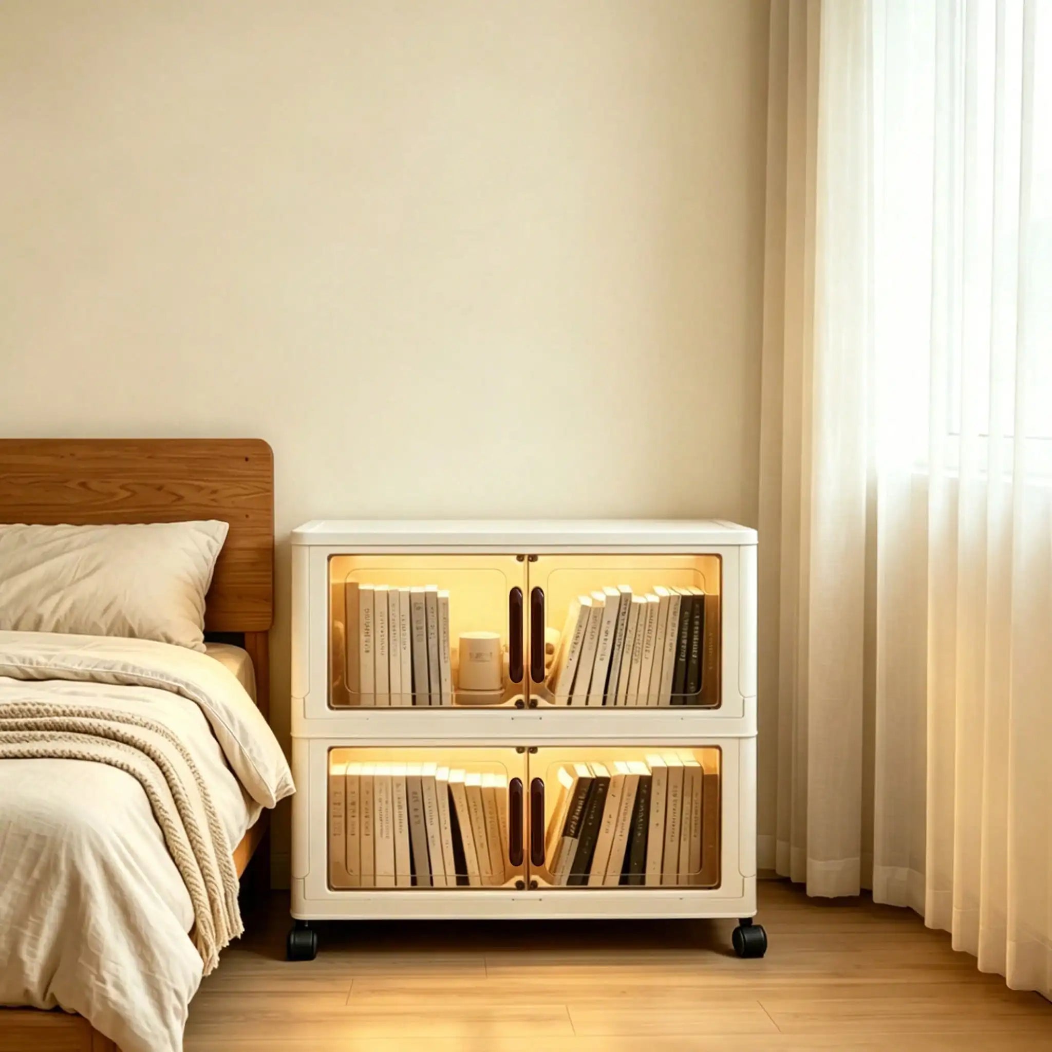 Foldable Stackable Storage Cabinet — Space Saving Organizer with Wheels