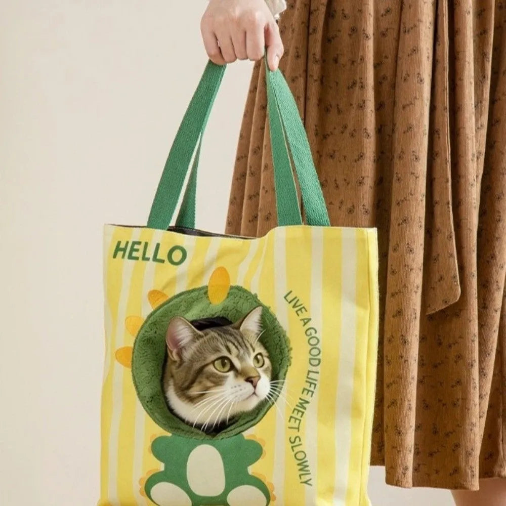 Breathable Canvas Pet Carrier Bag — Portable Travel Tote for Cats and Small Dogs