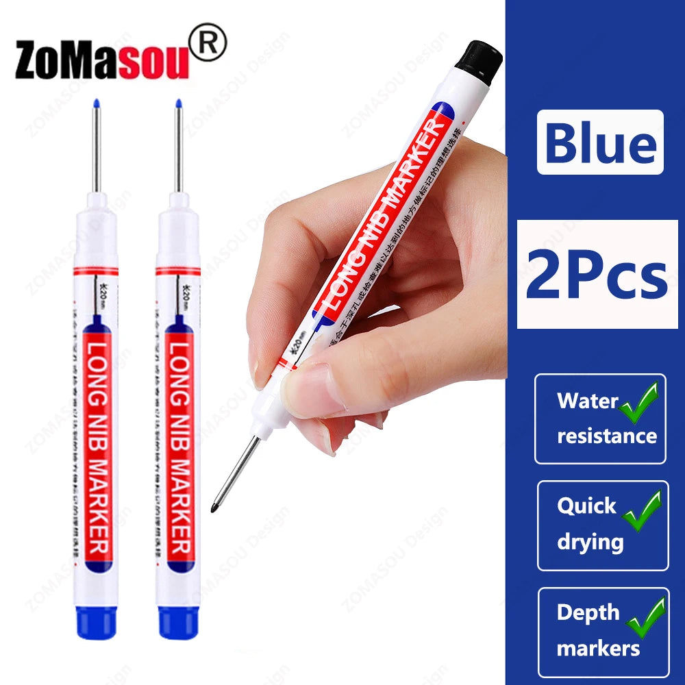 Deep Hole Marker Pen — Waterproof Long Head Woodworking Tool
