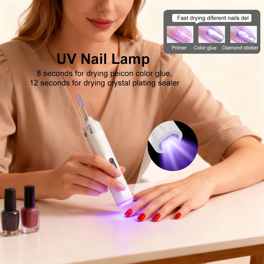 PEICON Electric Nail Drill Machine — Professional Manicure Kit with UV Lamp