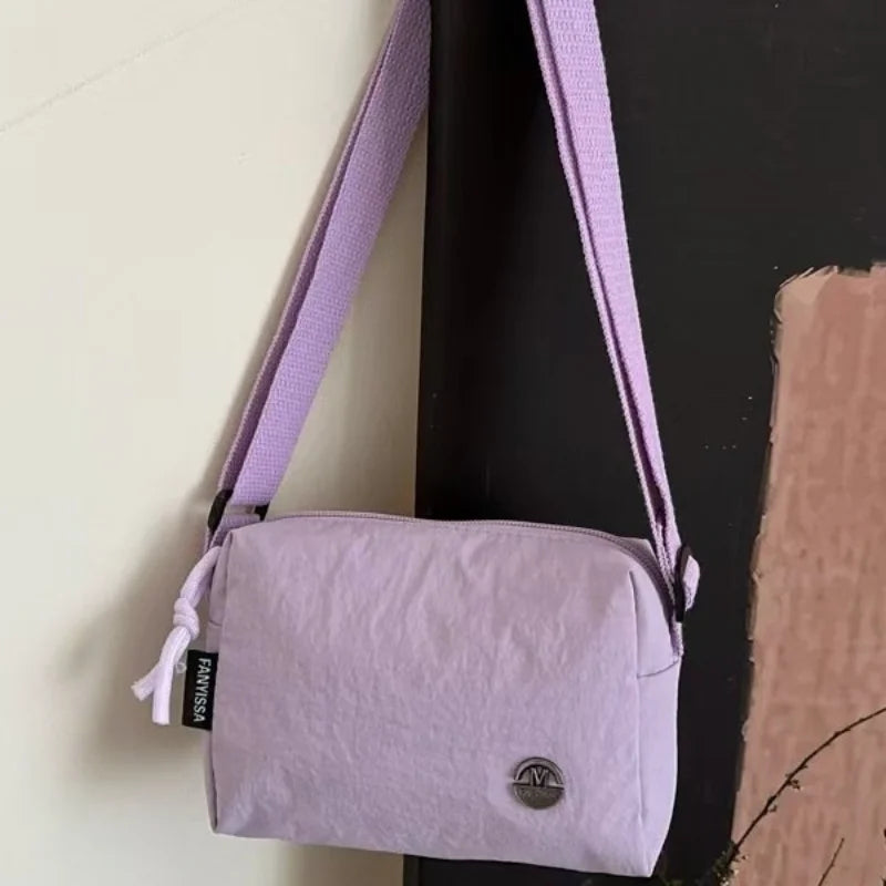 Women's Mini Nylon Crossbody Bag — Multi-Compartment Square Purse for Travel