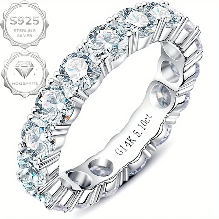 Moissanite Eternal Ring — S925 Sterling Silver Classic Wedding Jewelry