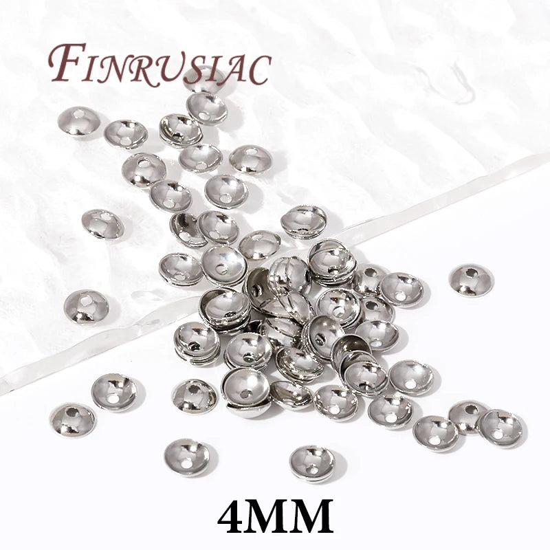 FINRUSIAC Gold Plated Brass Bead Caps — Round Jewelry Findings for DIY Necklaces