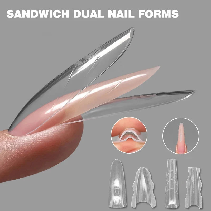 Sandwich Dual Nail Forms — Coffin and Almond Extension Molds