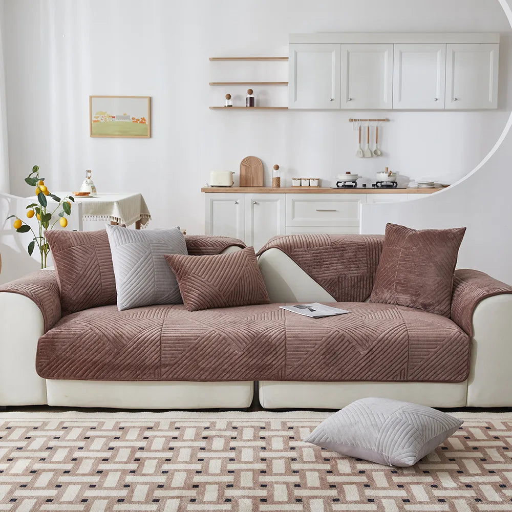 Crystal Velvet Sofa Cover — Non-Slip Furniture Protector for Pets and Kids