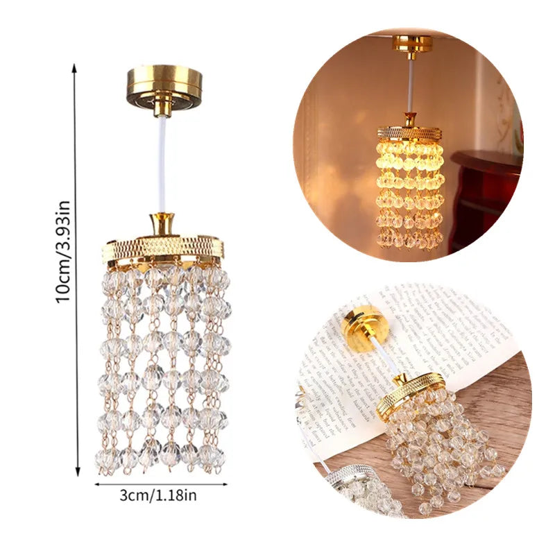 Miniature Dollhouse Table Lamp — Modern Bedside Reading Light Decor