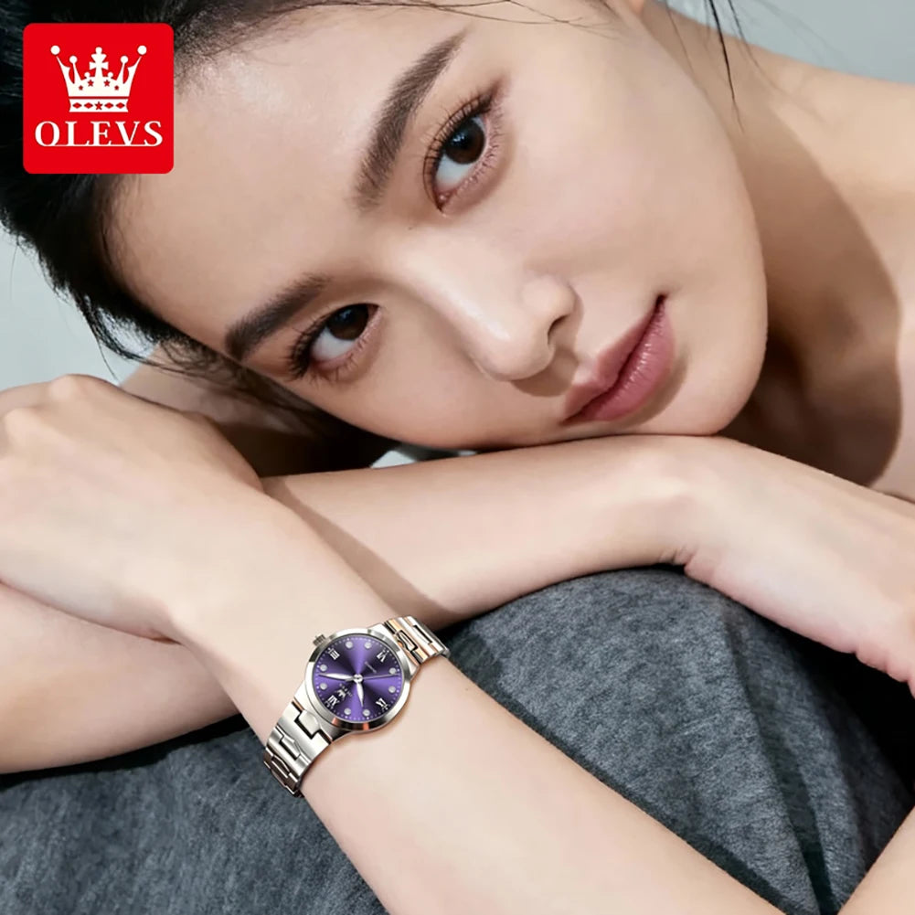OLEVS 3735 Quartz Women's Watch — Elegant Stainless Steel Band & Gift Box