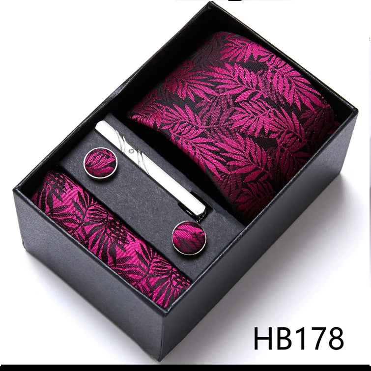 VanGise Men's Necktie Set — Business Tie, Cufflinks, and Pocket Square Kit