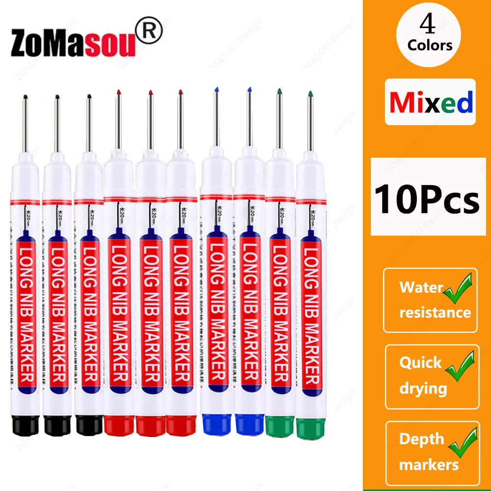 Deep Hole Marker Pen — Waterproof Long Head Woodworking Tool