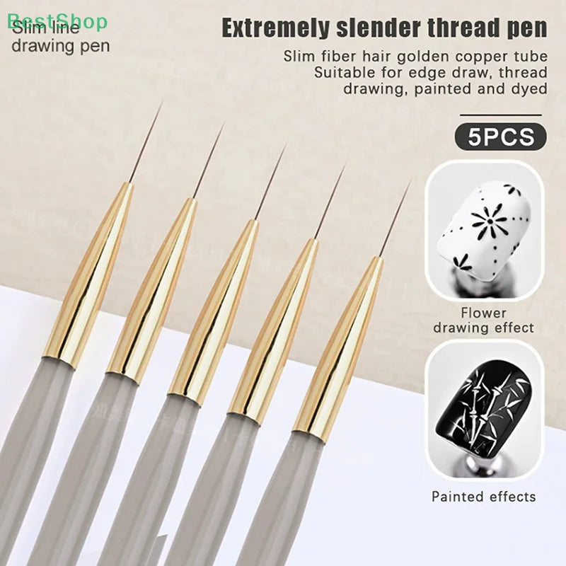 Slim Nail Art Brush Set — Fine Detail Liner for Acrylic & Flower Painting