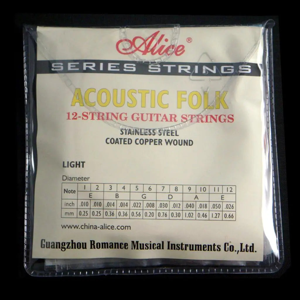 Acoustic Guitar String Set — Stainless Steel Replacement Strings for Folk Guitars