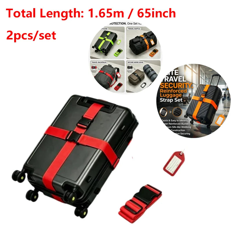 Luggage Security Set — Travel Strap and Identification Tag, 2-Piece Kit