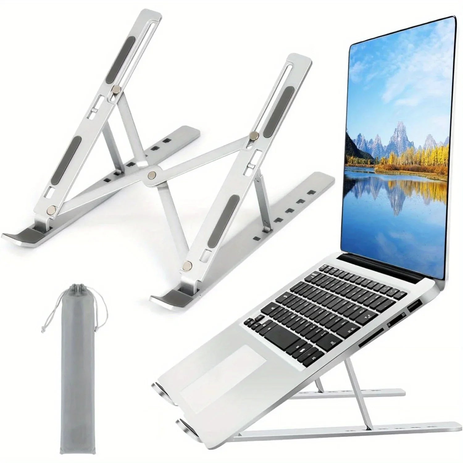 DUTRIEUX Adjustable Aluminum Laptop Stand — Ergonomic 6-Level Height Support