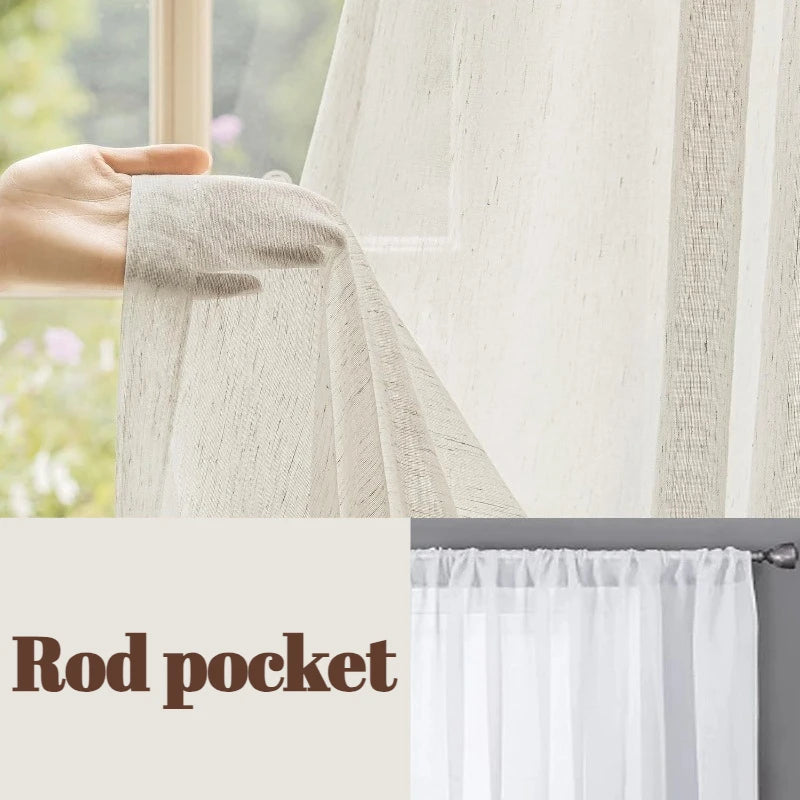 JESSANS Linen Textured Tulle Sheer Curtains — Luxury S-Fold Drapes for Home