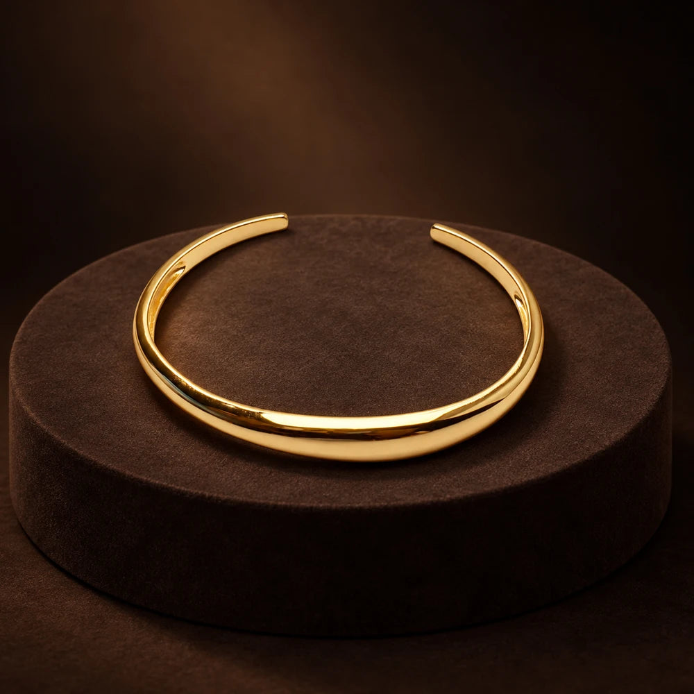 Thaddaeus Geometric Sterling Silver Bangle — Adjustable Organic Shape Cuff