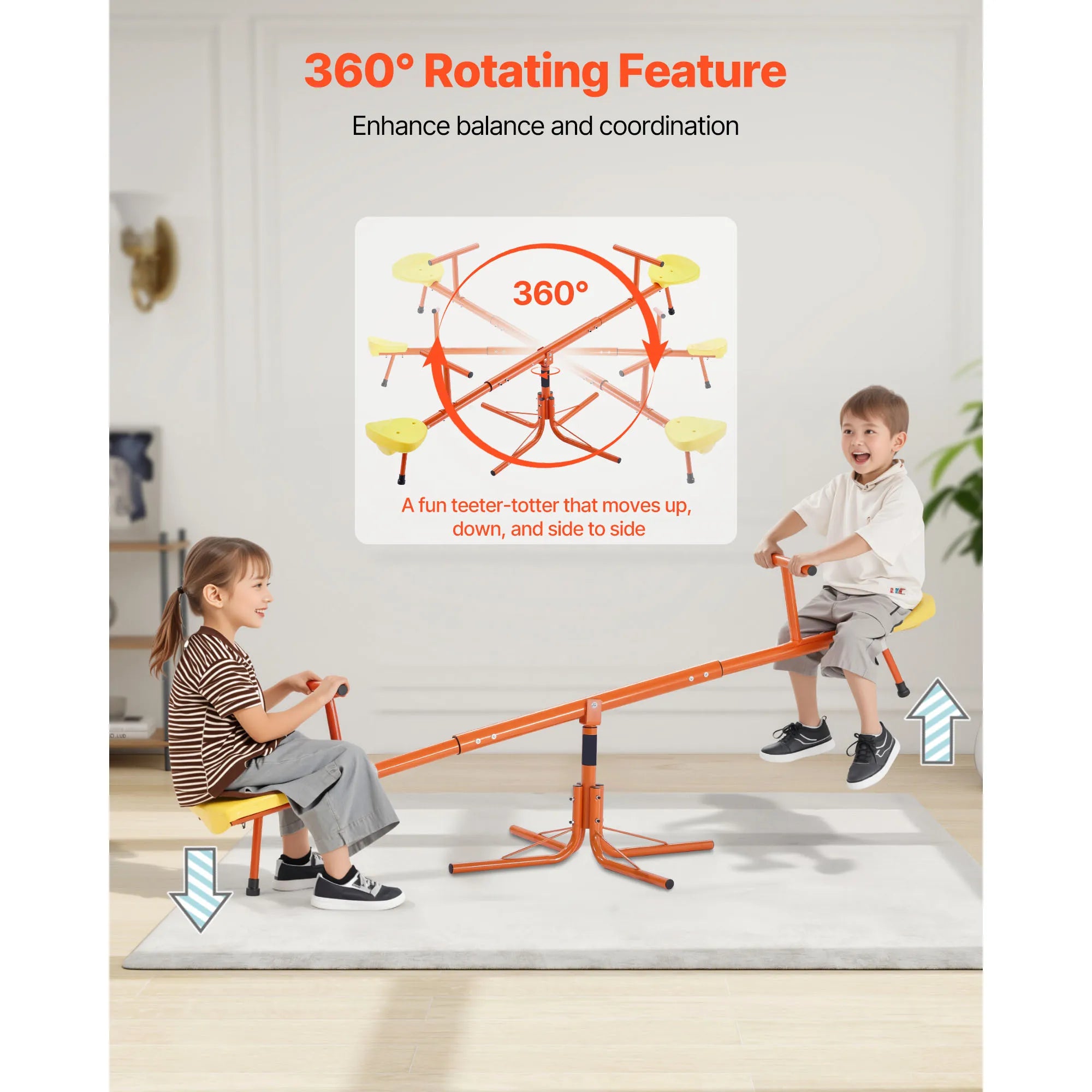 Kids Sit and Spin Teeter Totter — 360° Rotating Outdoor Seesaw