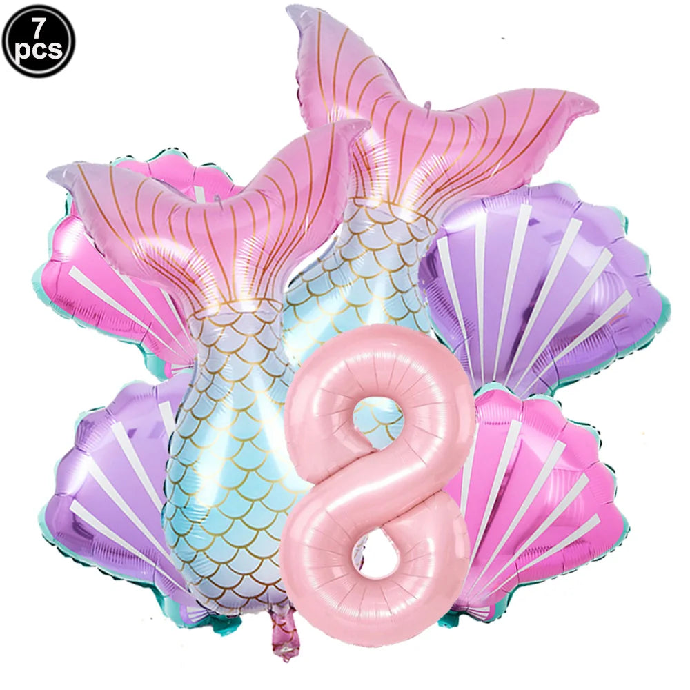 Mermaid Scales Pattern Party Supplies — Disposable Tableware Decor Set