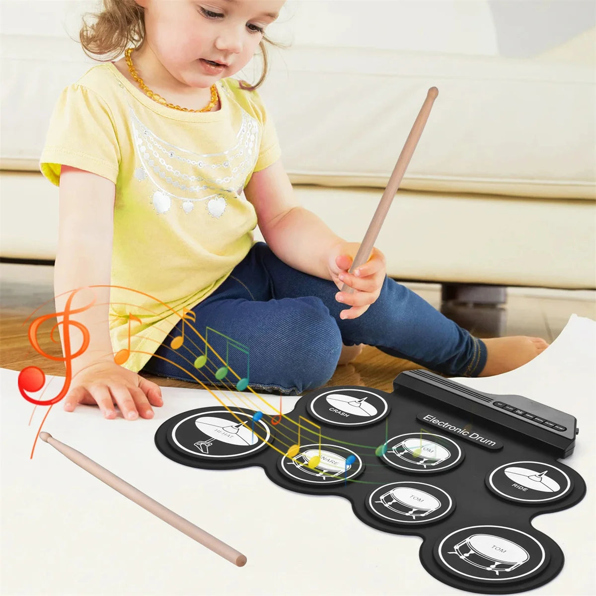 Miwayer Portable Electronic Drum Pad — Foldable Silicone Practice Kit