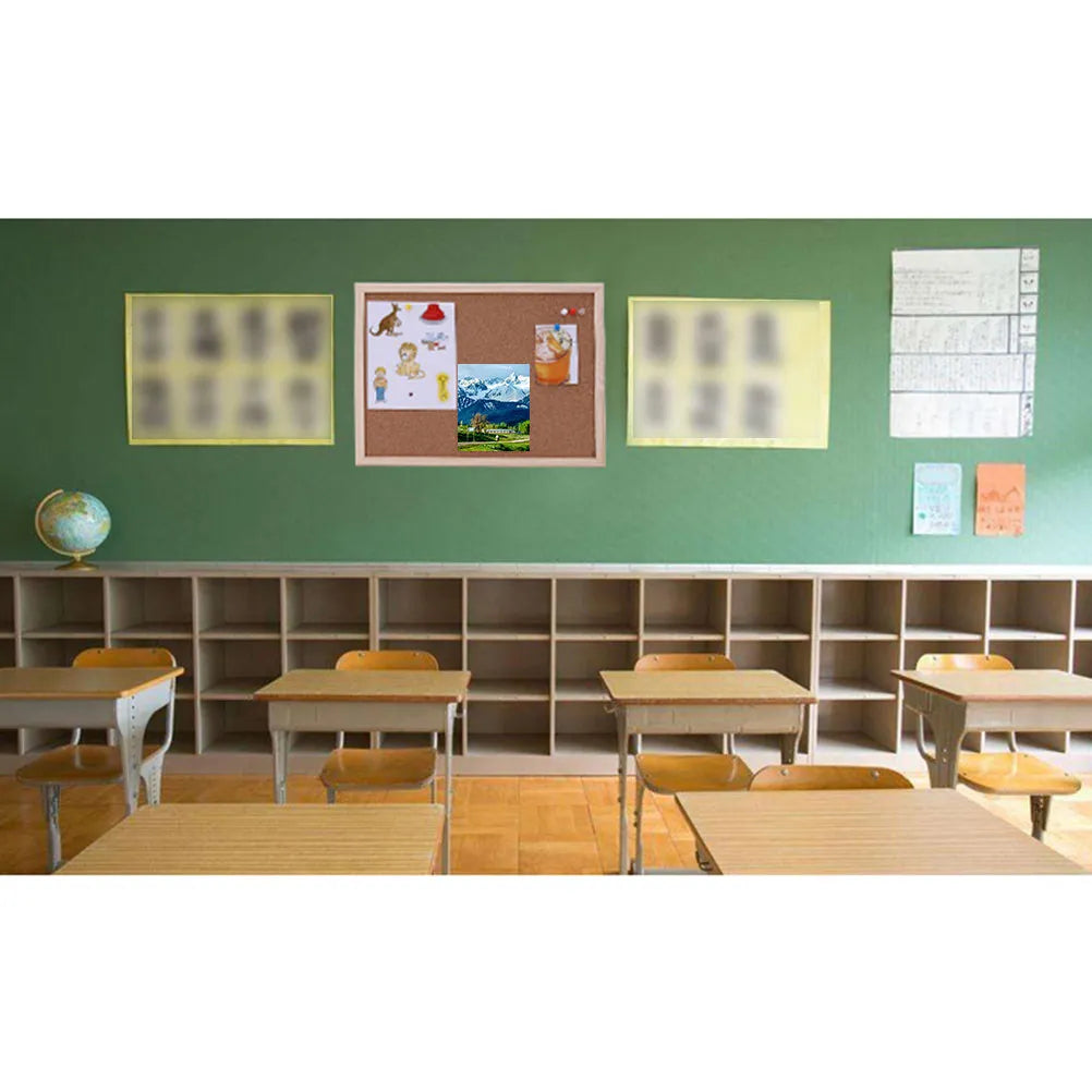 Wood Framed Cork Bulletin Board — Natural Surface for Office Organization