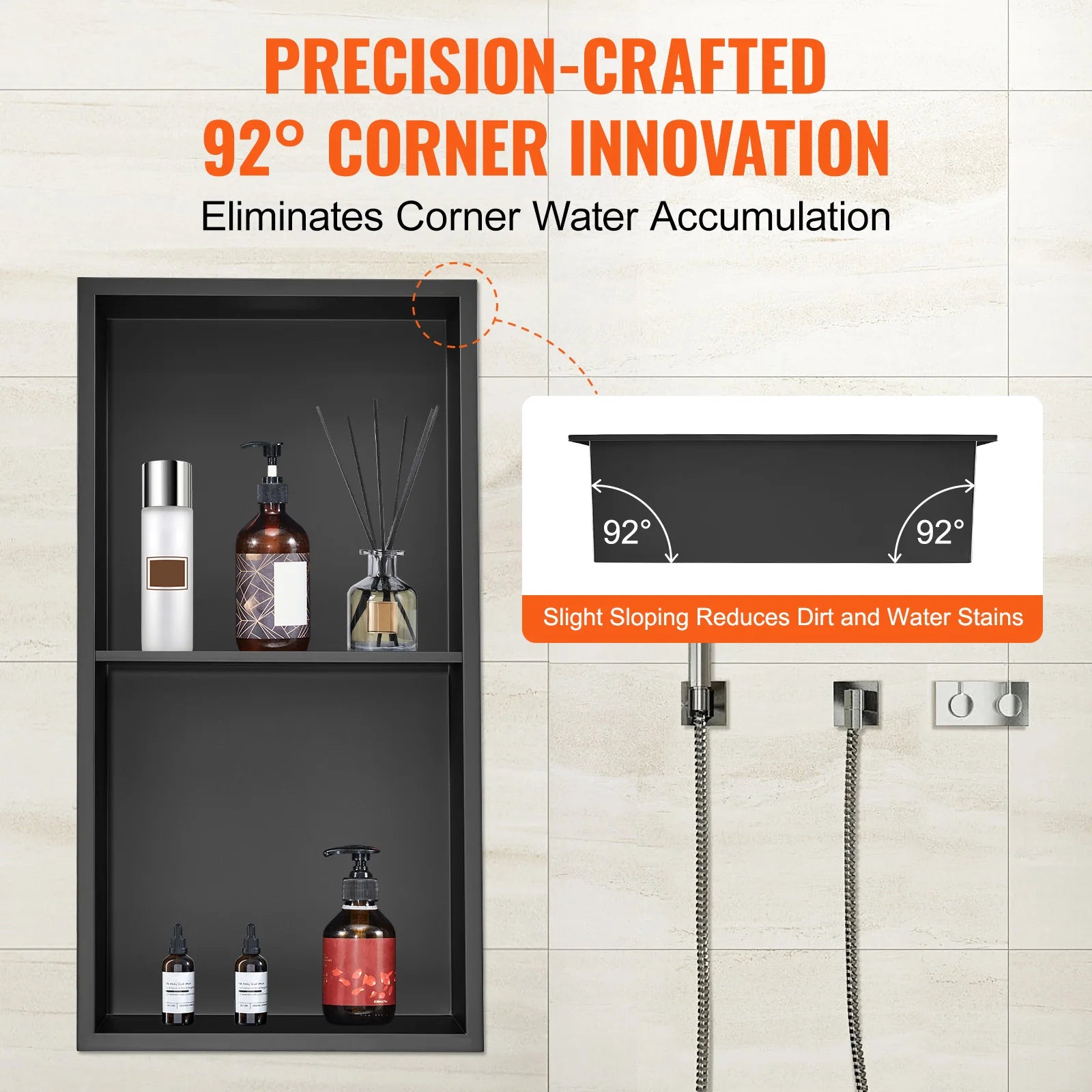 SucceBuy Stainless Steel Shower Niche — Recessed Double Shelf Storage