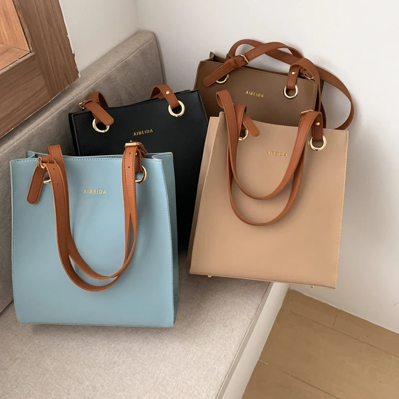 Biutefo Elegant Leather Tote Bag — Large Capacity Shoulder Handbag