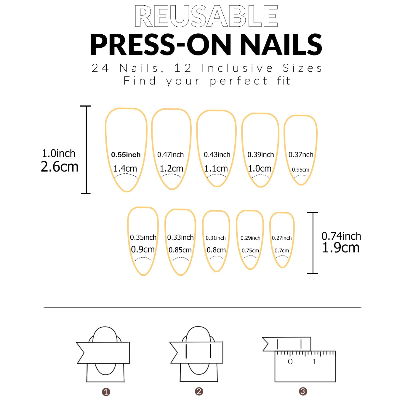 Red Almond False Nails — Short French Style Solid Nail Set