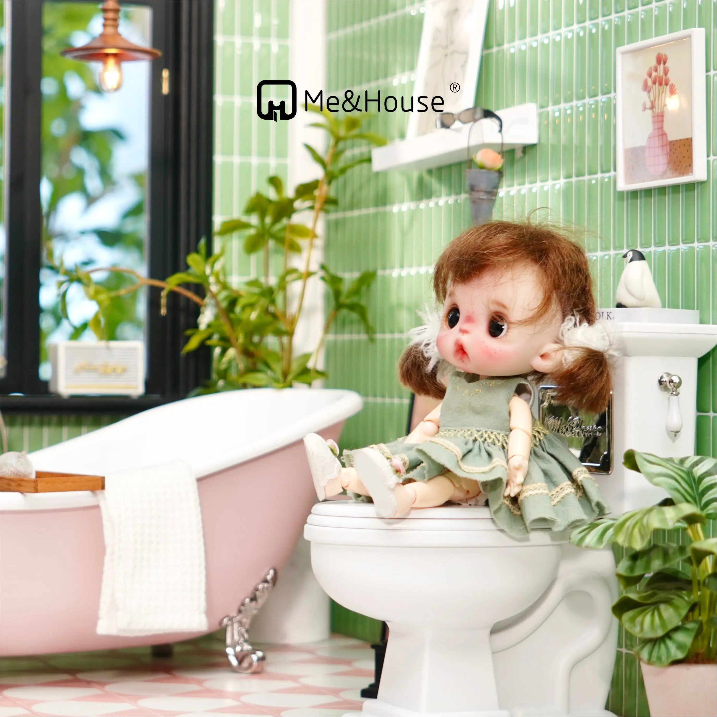 Retro Dollhouse Miniature Toilet — 1/6 Scale Bathroom Decor Accessory
