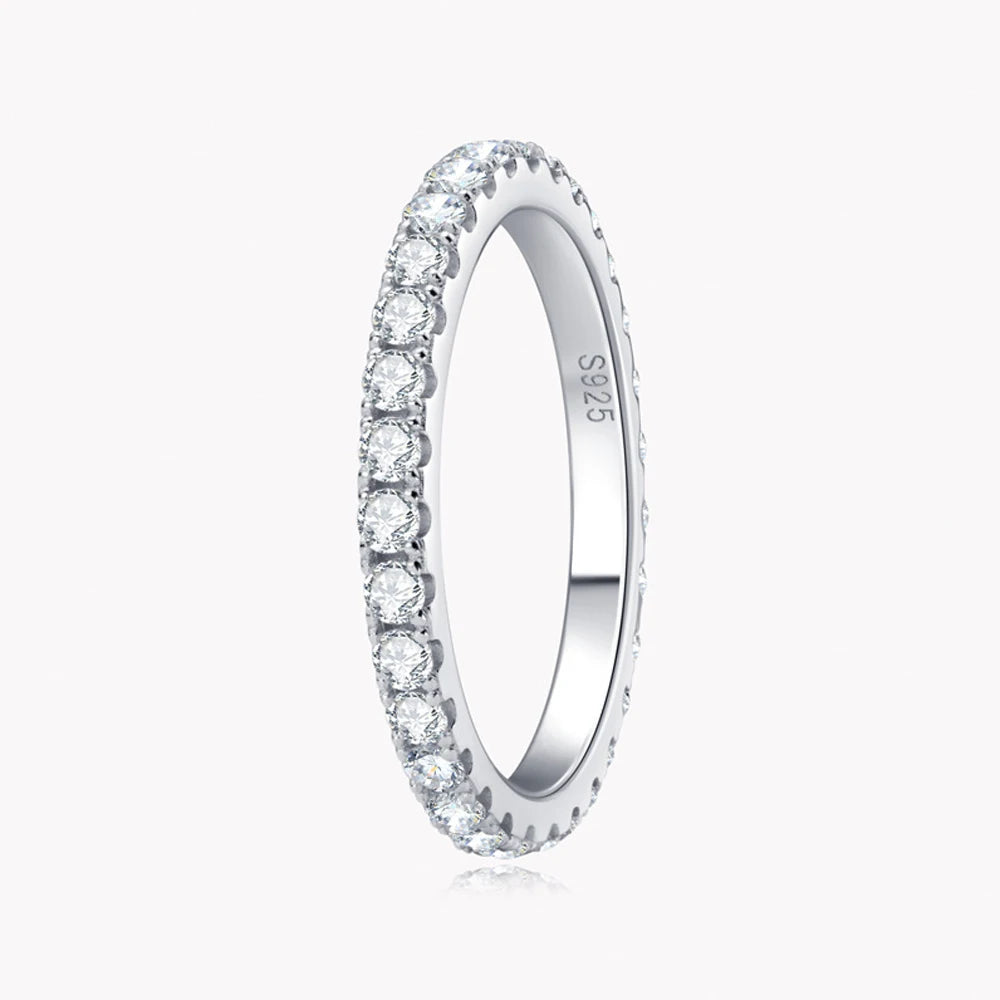 knobspin Moissanite Eternity Band — 925 Sterling Silver Wedding Ring