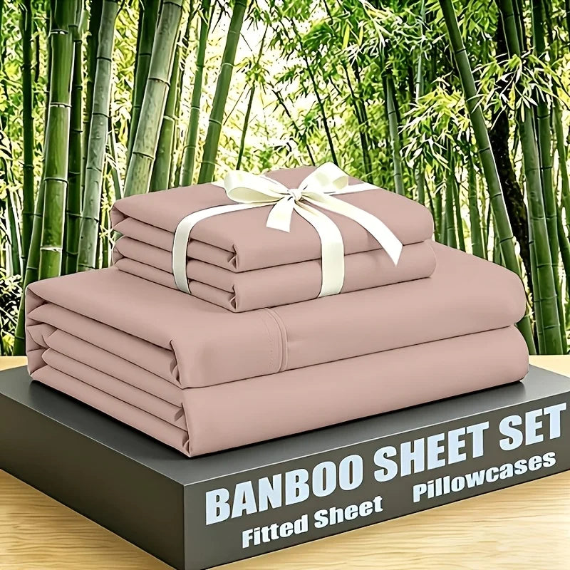 Luxury Cooling Bamboo Bed Sheet Set — Soft Breathable Bedding, Deep Pockets