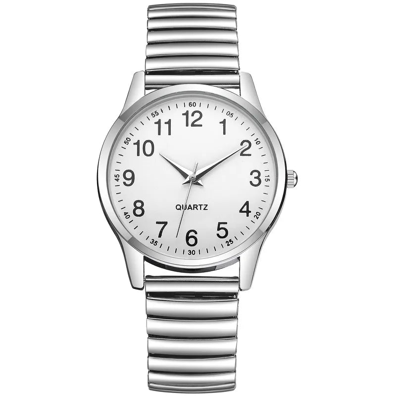 Fashion Couple Quartz Watches — Simple Arabic Dial with Elastic Band