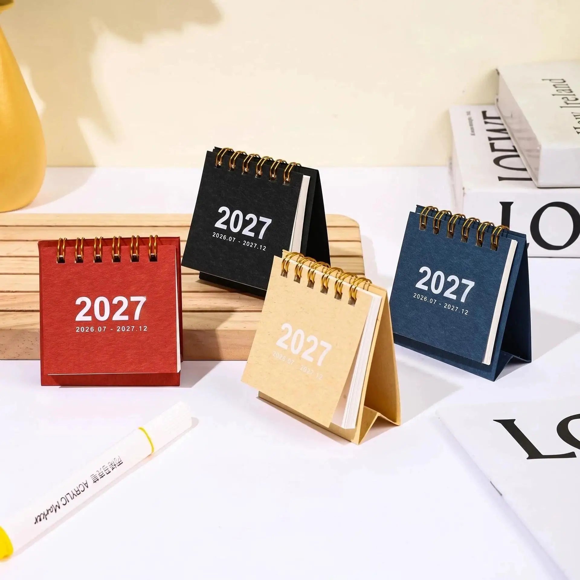 Mini Desktop Calendar — Portable Daily Planner for Office and Home