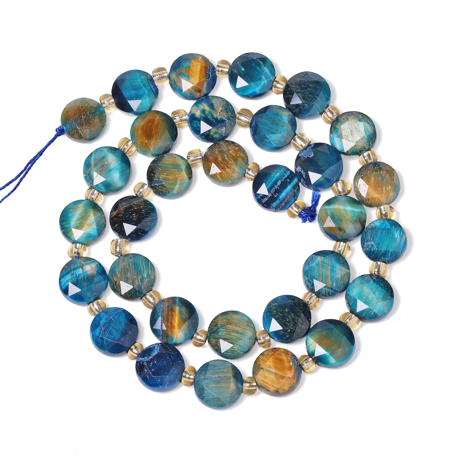 Natural Tiger Eye Stone Beads — Faceted Coin Shape for Jewelry Making