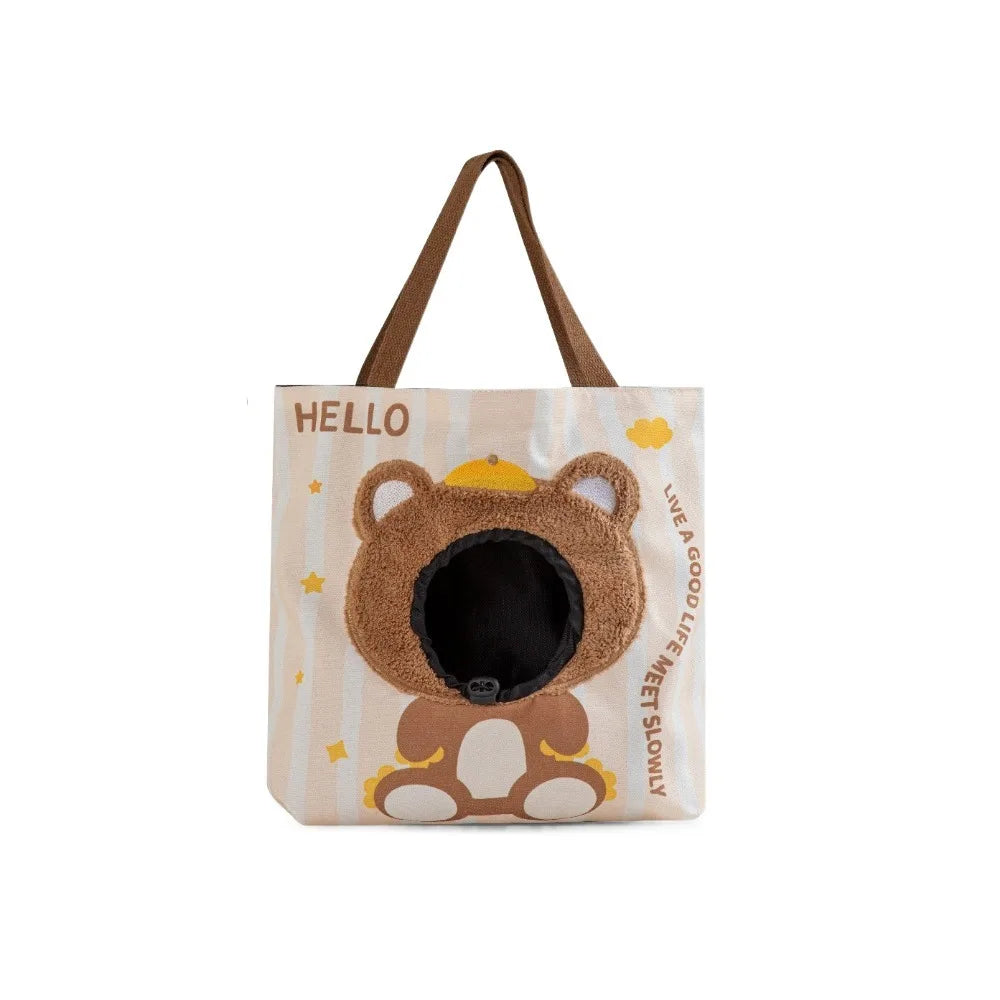 Breathable Canvas Pet Carrier Bag — Portable Travel Tote for Cats and Small Dogs