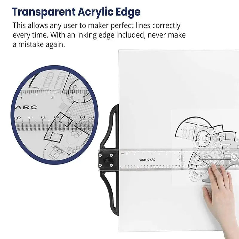 Precision T-Square Drafting Ruler — Removable Head for Architecture & Design