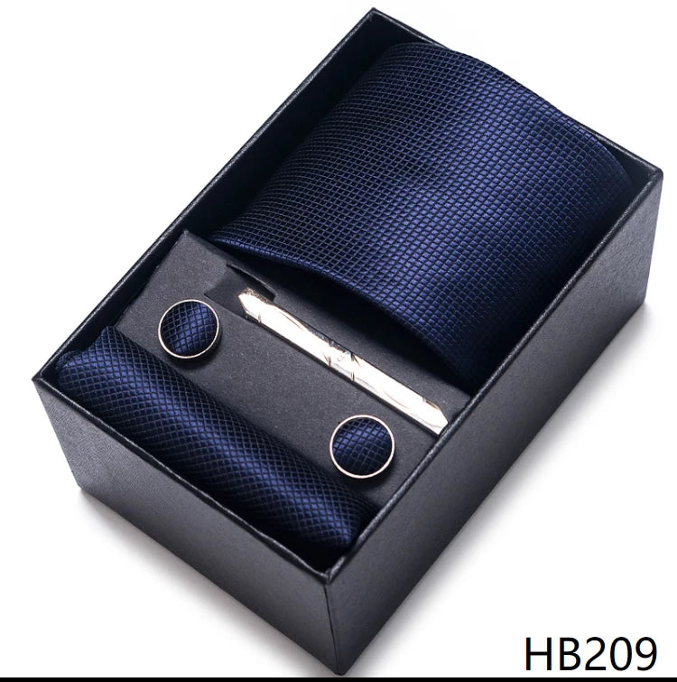 VanGise Men's Necktie Set — Business Tie, Cufflinks, and Pocket Square Kit